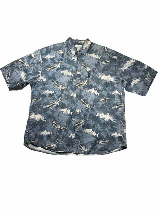 Columbia Other - Vintage Columbia Fish AOP Button Up Shirt Mens XXL Blue Cotton Salmon Trout